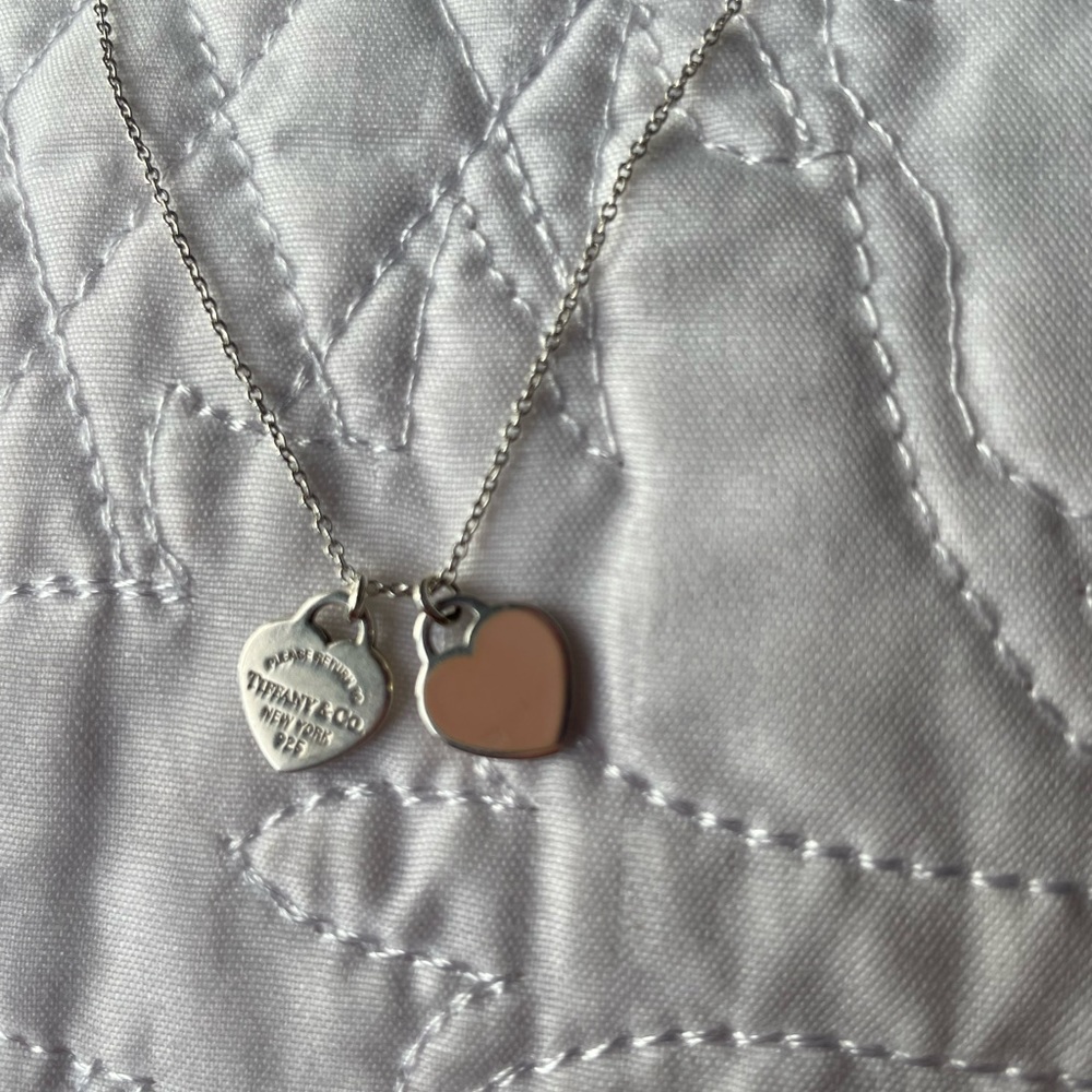 Pink double heart Tiffany and co necklace